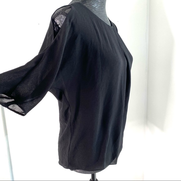 Calvin Klein Semi Sheer Pleated Front Cold Shoulder Top - Picture 10 of 11